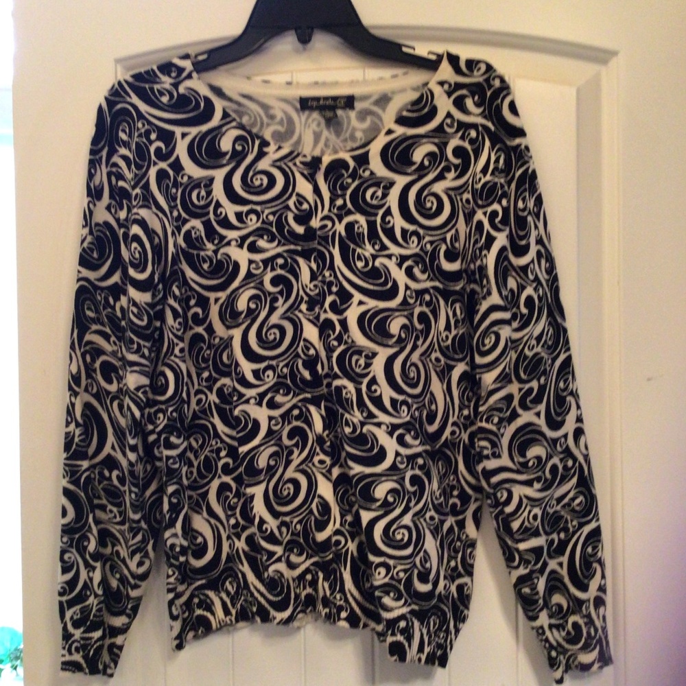 Black and white button sweater